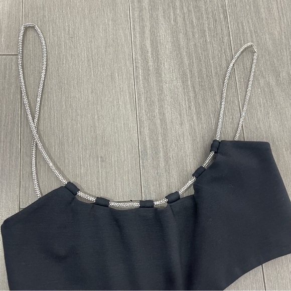 Lovers Friends Charlotte Midi Dress Black XS Crystal Cutout Cocktail Revolve - Picture 10 of 16